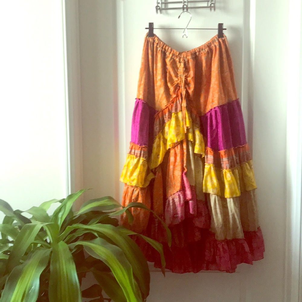 Gypsy ruffled maxi skirt